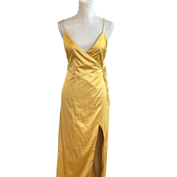 Revolve NBD Esperanza Wrap Dress Spaghetti Straps Side Slit Open Back Prom Glam - Picture 14 of 16